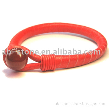 Leather Bracelet with Agate ball knot